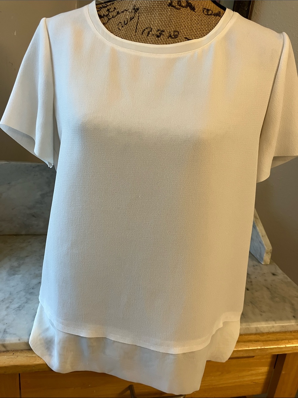 Vince White Layered Short-Sleeve Blouse